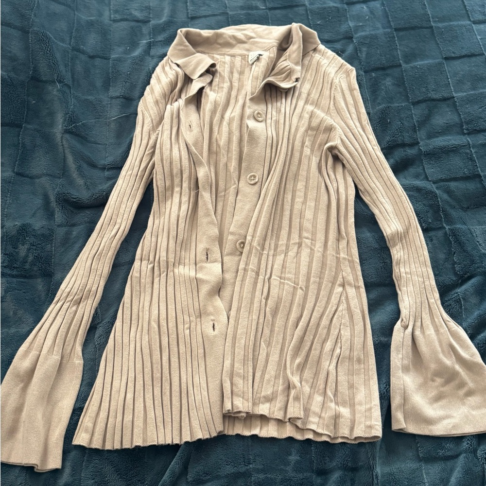 A New Day Taupe Ribbed Knit Top